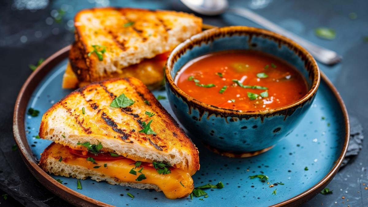 Grilled Cheese Tomato Soup Sandwich