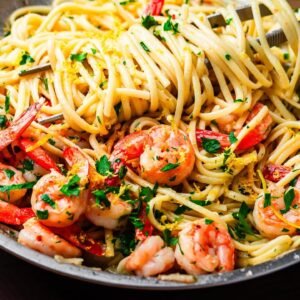 Garlic Butter Shrimp Linguine
